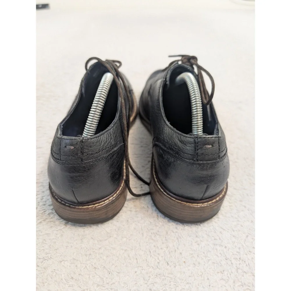 Cole Haan Classic Oxford Plain Toe Pebble Leather Size 9.5 M Black Laceup C26096